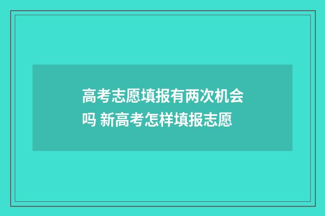 高考志愿填报有两次机会吗 新高考怎样填报志愿