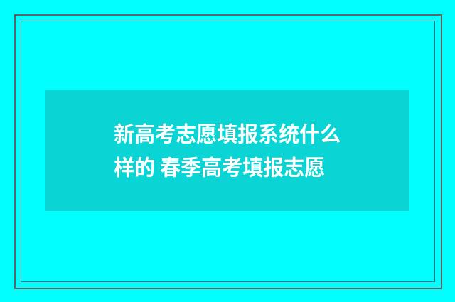 新高考志愿填报系统什么样的 春季高考填报志愿