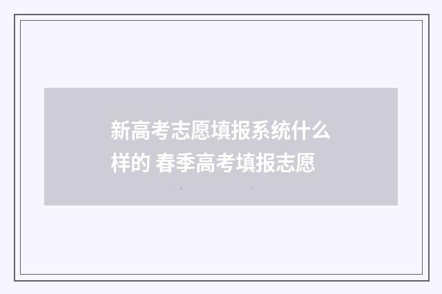 新高考志愿填报系统什么样的 春季高考填报志愿