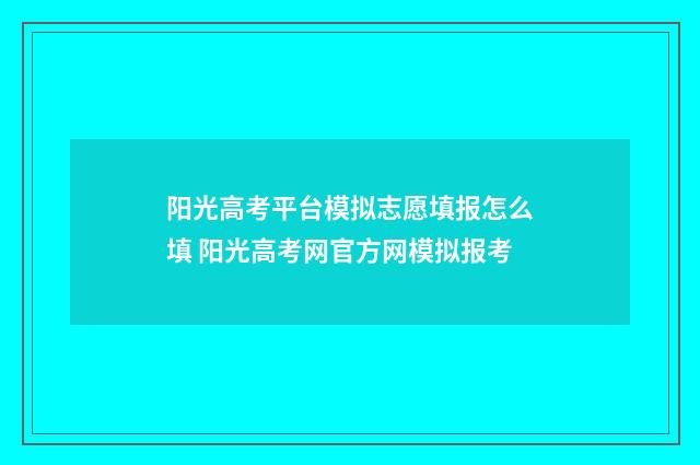 阳光高考平台模拟志愿填报怎么填 阳光高考网官方网模拟报考