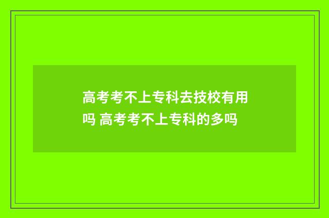 高考考不上专科去技校有用吗 高考考不上专科的多吗