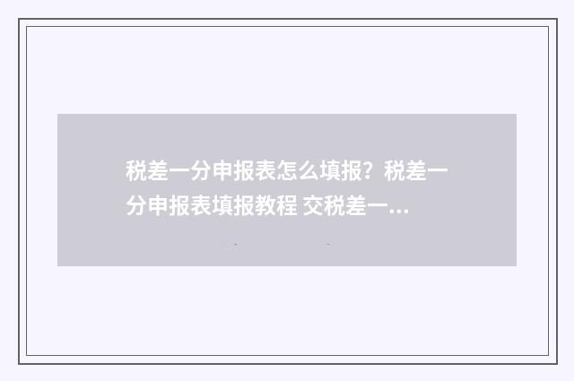 税差一分申报表怎么填报？税差一分申报表填报教程 交税差一分钱怎么做分录