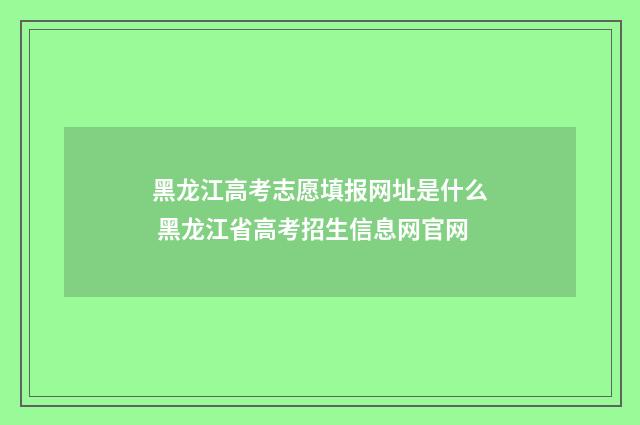 黑龙江高考志愿填报网址是什么 黑龙江省高考招生信息网官网