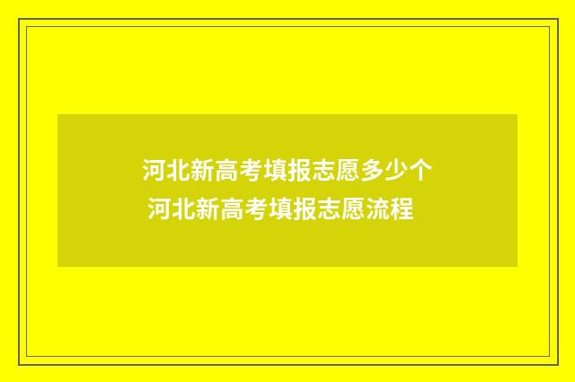 河北新高考填报志愿多少个 河北新高考填报志愿流程