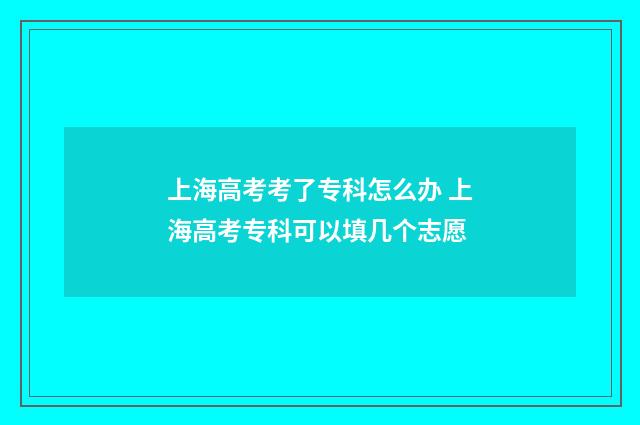上海高考考了专科怎么办 上海高考专科可以填几个志愿