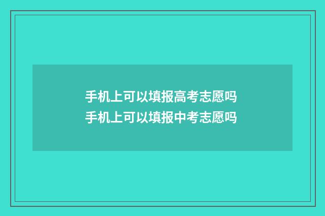 手机上可以填报高考志愿吗 手机上可以填报中考志愿吗