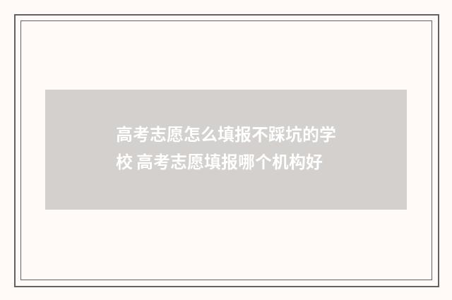 高考志愿怎么填报不踩坑的学校 高考志愿填报哪个机构好
