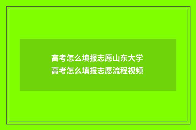 高考怎么填报志愿山东大学 高考怎么填报志愿流程视频