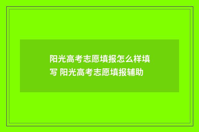 阳光高考志愿填报怎么样填写 阳光高考志愿填报辅助