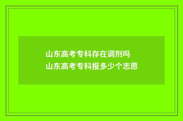 山东高考专科存在调剂吗 山东高考专科报多少个志愿