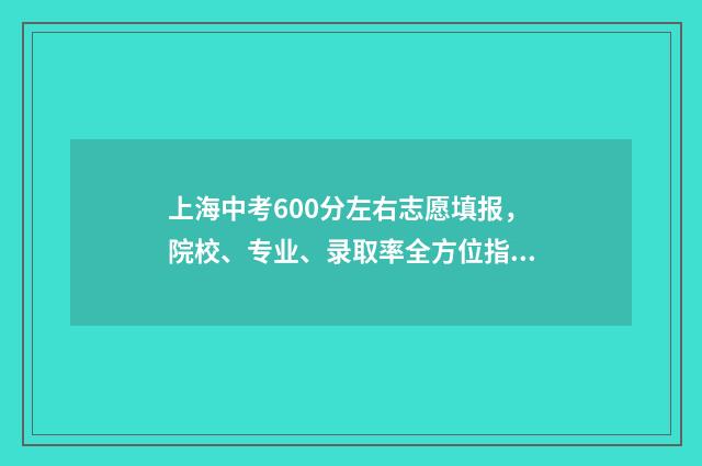 上海中考600分左右志愿填报，院校、专业、录取率全方位指南 上海中考600分左右中本贯通的学校