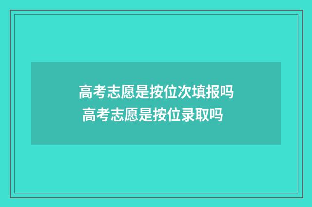 高考志愿是按位次填报吗 高考志愿是按位录取吗