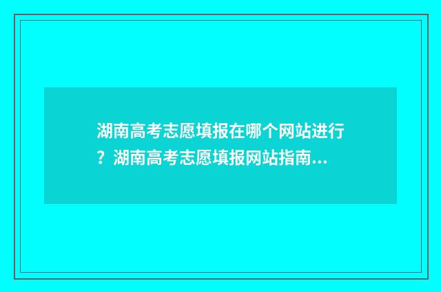 湖南高考志愿填报在哪个网站进行？湖南高考志愿填报网站指南 湖南高考志愿填报步骤图解