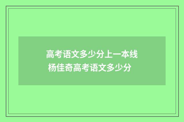 高考语文多少分上一本线 杨佳奇高考语文多少分