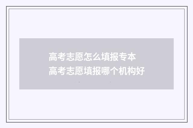 高考志愿怎么填报专本 高考志愿填报哪个机构好