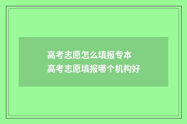 高考志愿怎么填报专本 高考志愿填报哪个机构好