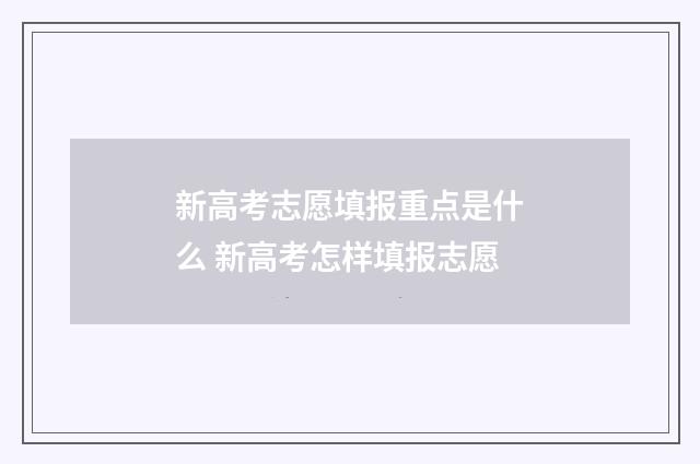 新高考志愿填报重点是什么 新高考怎样填报志愿