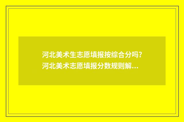 河北美术生志愿填报按综合分吗？河北美术志愿填报分数规则解读 河北美术生志愿填报模拟