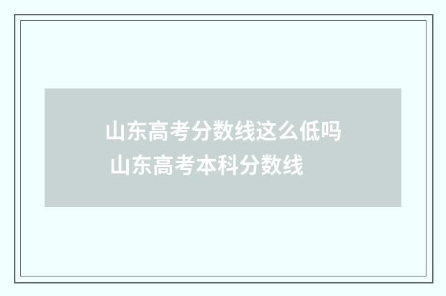 山东高考分数线这么低吗 山东高考本科分数线