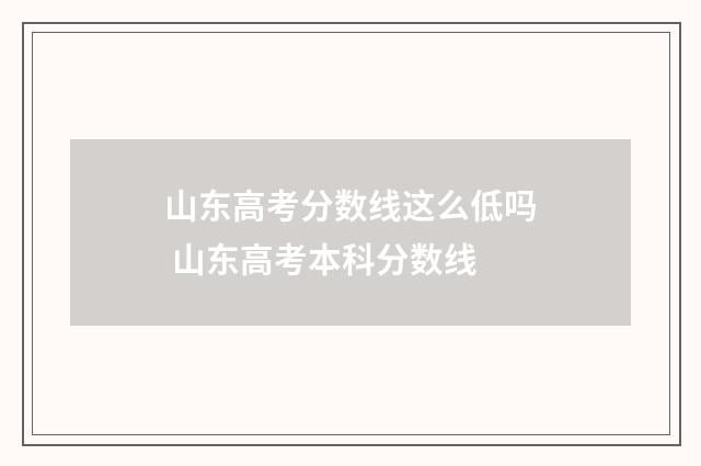 山东高考分数线这么低吗 山东高考本科分数线