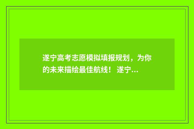 遂宁高考志愿模拟填报规划，为你的未来描绘最佳航线！ 遂宁高考志愿模拟填报