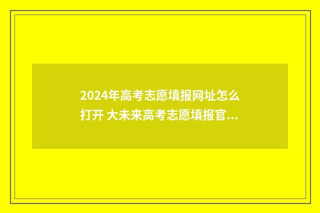 2024年高考志愿填报网址怎么打开 大未来高考志愿填报官网