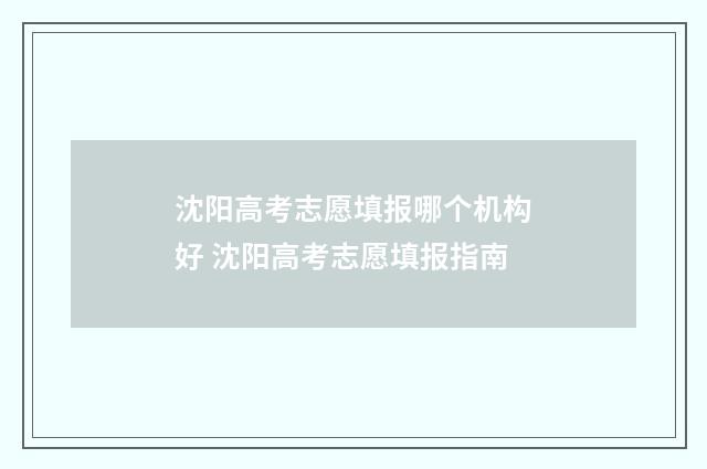 沈阳高考志愿填报哪个机构好 沈阳高考志愿填报指南