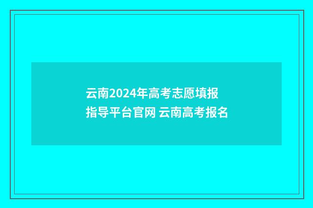 云南2024年高考志愿填报指导平台官网 云南高考报名
