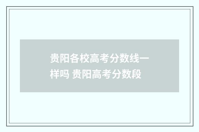 贵阳各校高考分数线一样吗 贵阳高考分数段