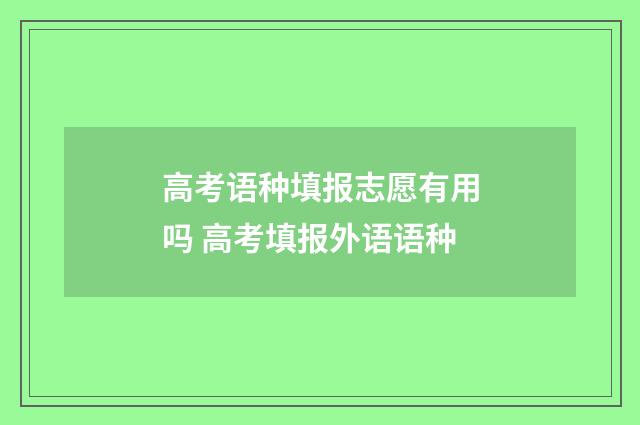 高考语种填报志愿有用吗 高考填报外语语种