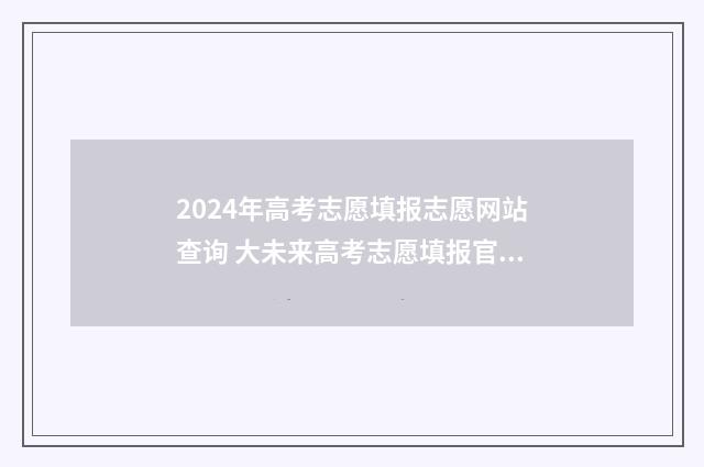 2024年高考志愿填报志愿网站查询 大未来高考志愿填报官网