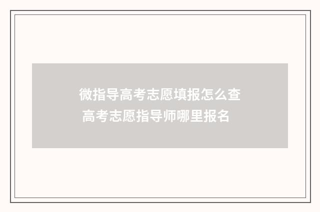 微指导高考志愿填报怎么查 高考志愿指导师哪里报名