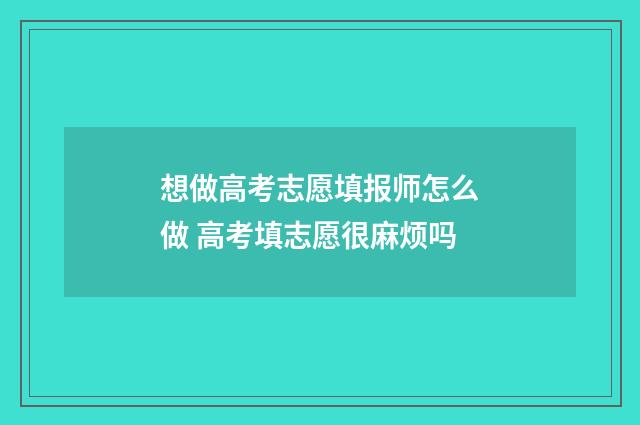 想做高考志愿填报师怎么做 高考填志愿很麻烦吗
