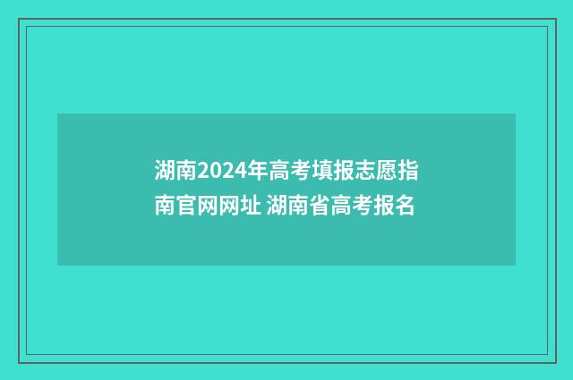 湖南2024年高考填报志愿指南官网网址 湖南省高考报名