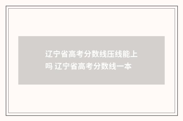 辽宁省高考分数线压线能上吗 辽宁省高考分数线一本