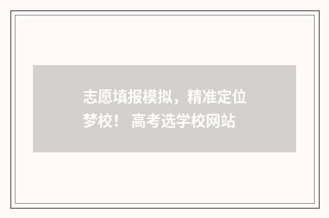 志愿填报模拟，精准定位梦校！ 高考选学校网站