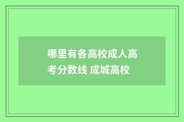 哪里有各高校成人高考分数线 成城高校