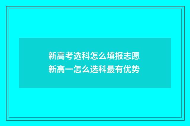 新高考选科怎么填报志愿 新高一怎么选科最有优势