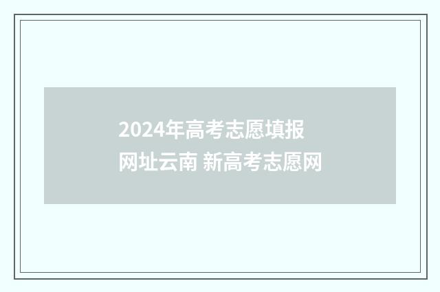 2024年高考志愿填报网址云南 新高考志愿网