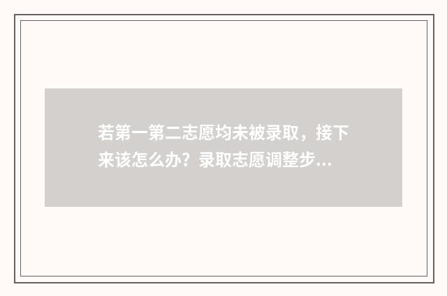 若第一第二志愿均未被录取，接下来该怎么办？录取志愿调整步骤与建议 第一志愿与第二志愿有何区别