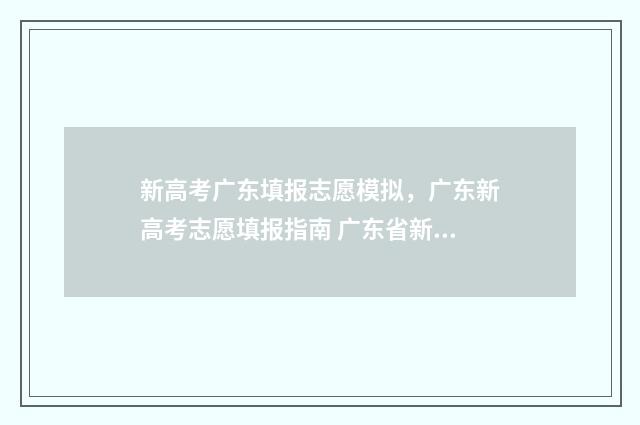 新高考广东填报志愿模拟，广东新高考志愿填报指南 广东省新高考志愿填报表