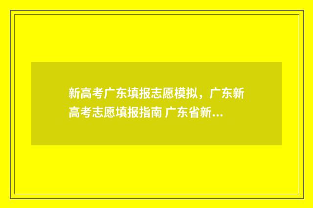 新高考广东填报志愿模拟，广东新高考志愿填报指南 广东省新高考志愿填报表