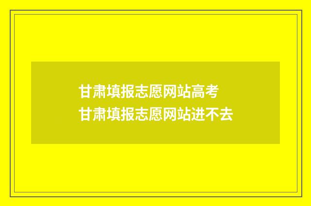 甘肃填报志愿网站高考 甘肃填报志愿网站进不去