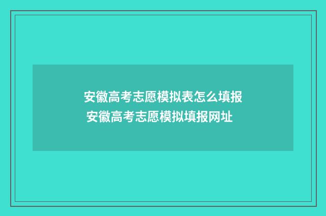 安徽高考志愿模拟表怎么填报 安徽高考志愿模拟填报网址