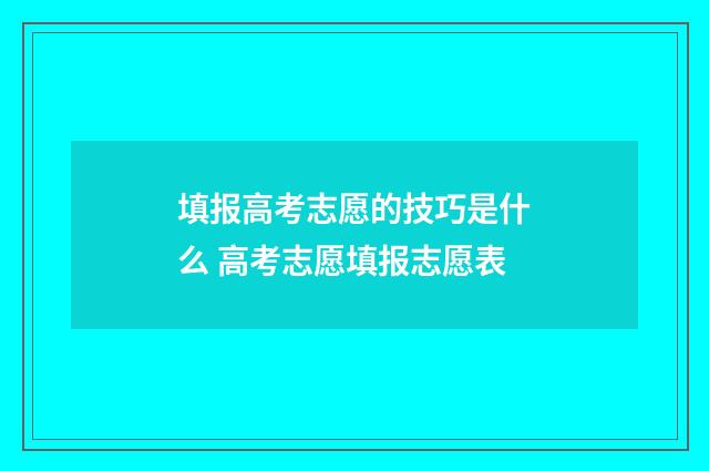 填报高考志愿的技巧是什么 高考志愿填报志愿表
