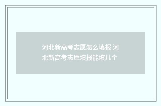 河北新高考志愿怎么填报 河北新高考志愿填报能填几个