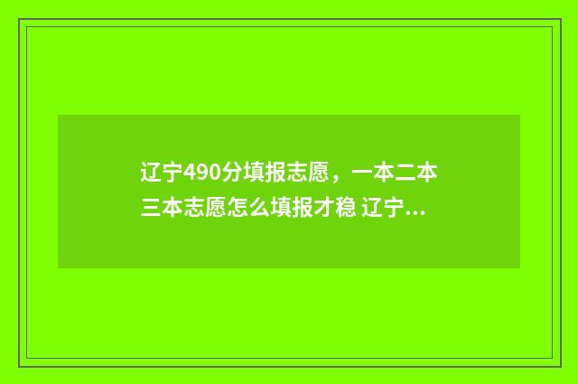 辽宁490分填报志愿，一本二本三本志愿怎么填报才稳 辽宁高考490分什么水平