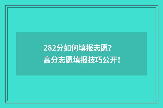 282分如何填报志愿？高分志愿填报技巧公开！