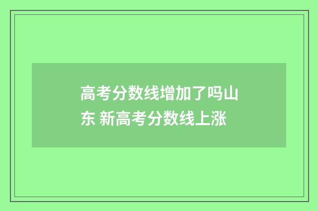 高考分数线增加了吗山东 新高考分数线上涨