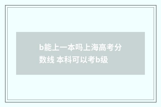 b能上一本吗上海高考分数线 本科可以考b级